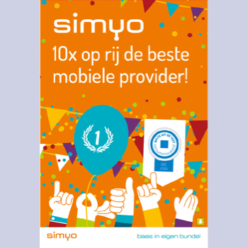 Simyo viert met klanten 10e keer op rij beste mobiele provider